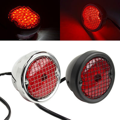 Vintage Mesh Motorcycle Tail Light with Red Lenses and Durable Construction for Harley Chopper Bobber Cafe Racer