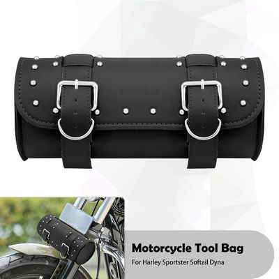 Motorcycle Bag Front Rear Fork Tool Saddlebag for Sportster Dyna Softail Chopper Bobber Cruiser PU Leather Luggage Bags